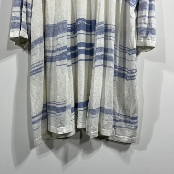 Pure Jill J. Jill Striped Linen Blend Open Front Long Cardigan Womens 3X Coastal - Picture 2 of 11